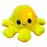 Caracatita reversibila din plus cu doua emotii, cu LED, galben/portocaliu, 20 x 8 cm, Vivo OCTOPUS-YELLOW/ORANGE